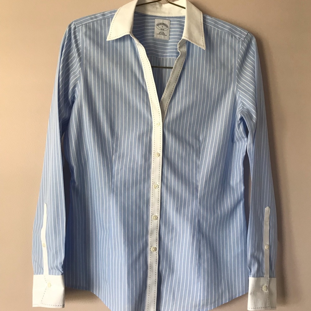 Brooks Brothers Striped NonIron Button Down Blouse